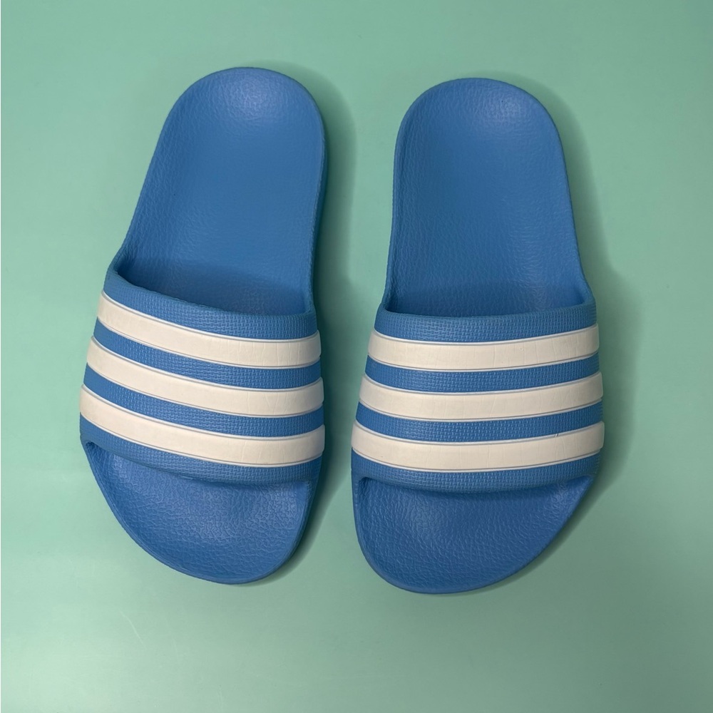 Adidas Slides Kids Blue and White Sandals